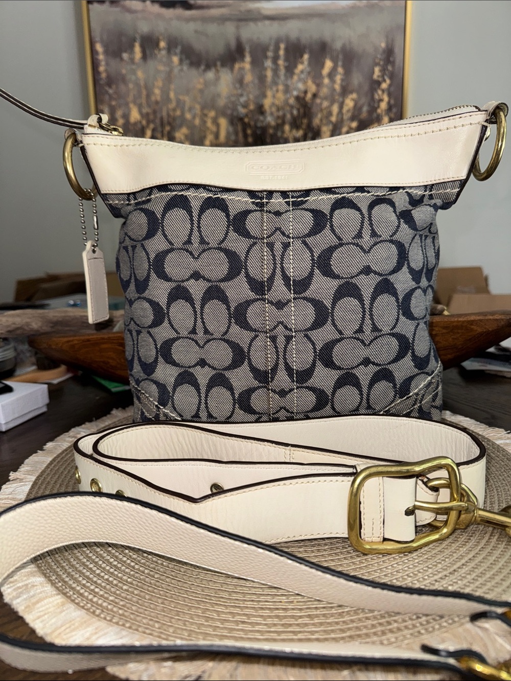 Coach Vintage Denim Signature Canvas Crossbody or Shoulder- 2 Straps GUC